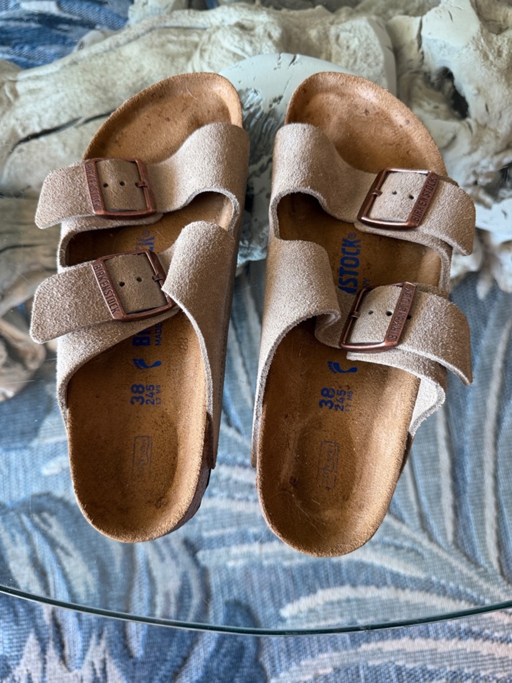 Birkenstock Beige Suede Double-Strap Sandals